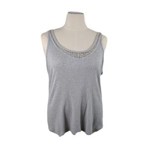 Lane Bryant Gray Ribbed Beaded Stretch Tank Women's Plus Size 22W/24W